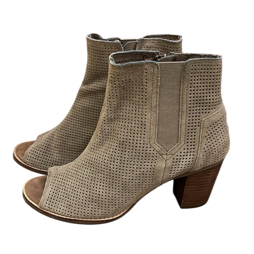 TOMS Perforated PeepToe Suede Heels